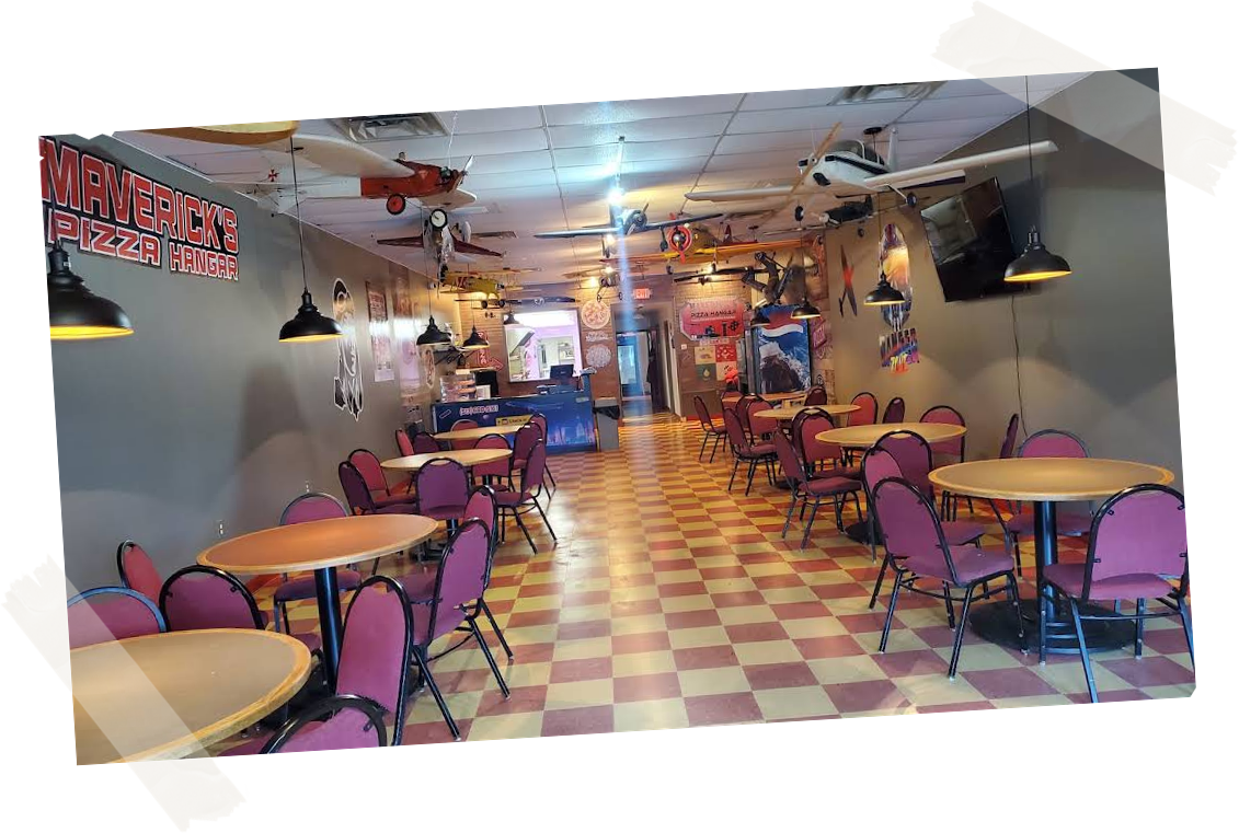 Inside the hangar dining room